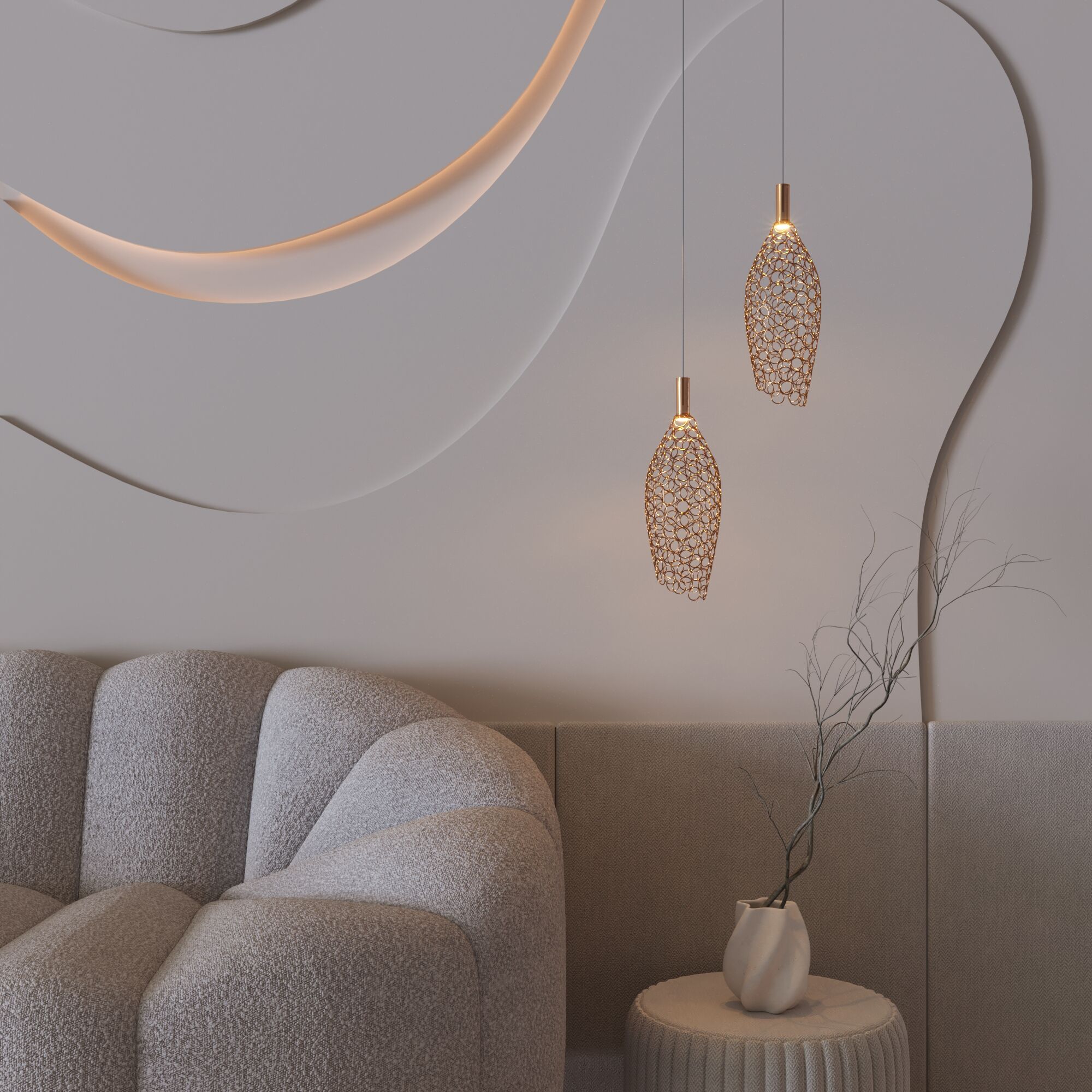 картинка Подвесной светодиодный светильник с металлическим плафоном 90380/1 золото