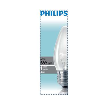 картинка Лампа накаливания Stan 60Вт E27 230В B35 CL 1CT/10X10F Philips 921501544237