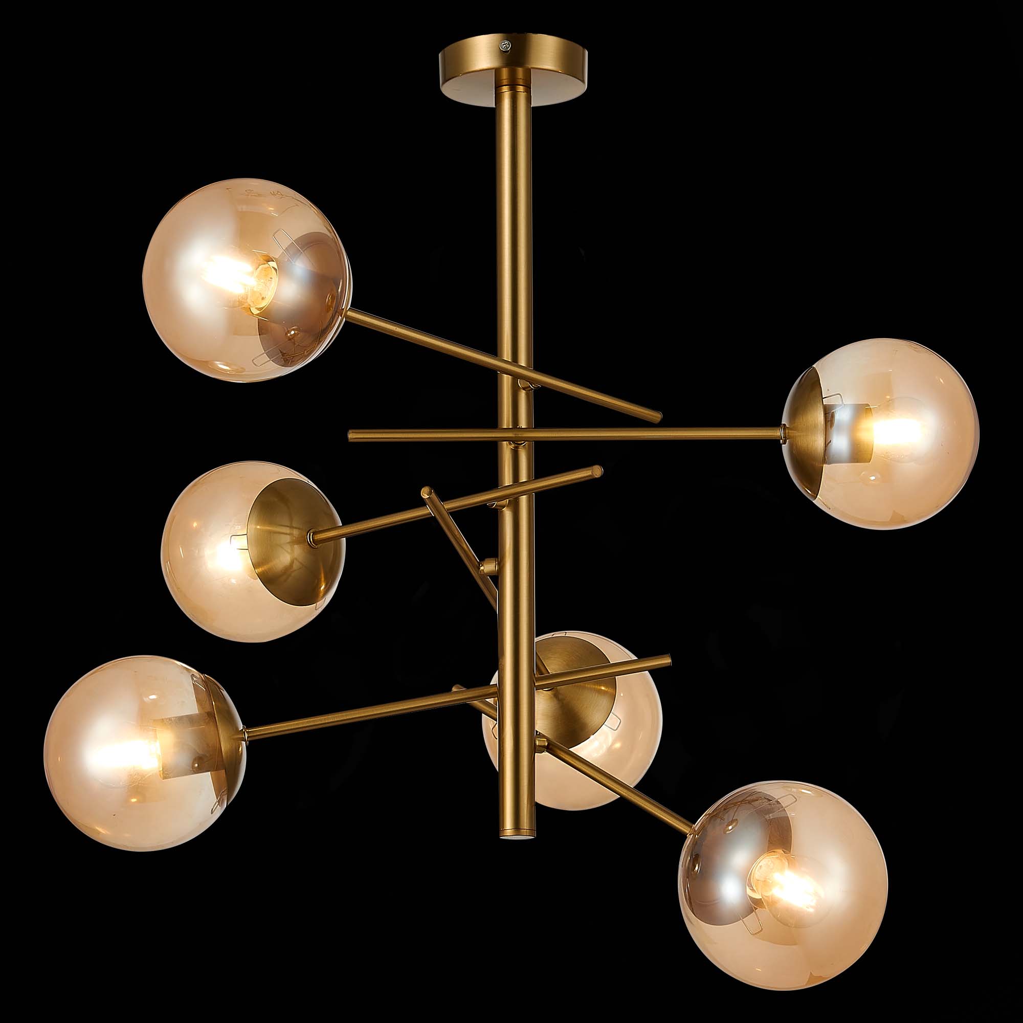 картинка SLE1099-312-06 Светильник потолочный Латунь/Коньячный E27 6*60W