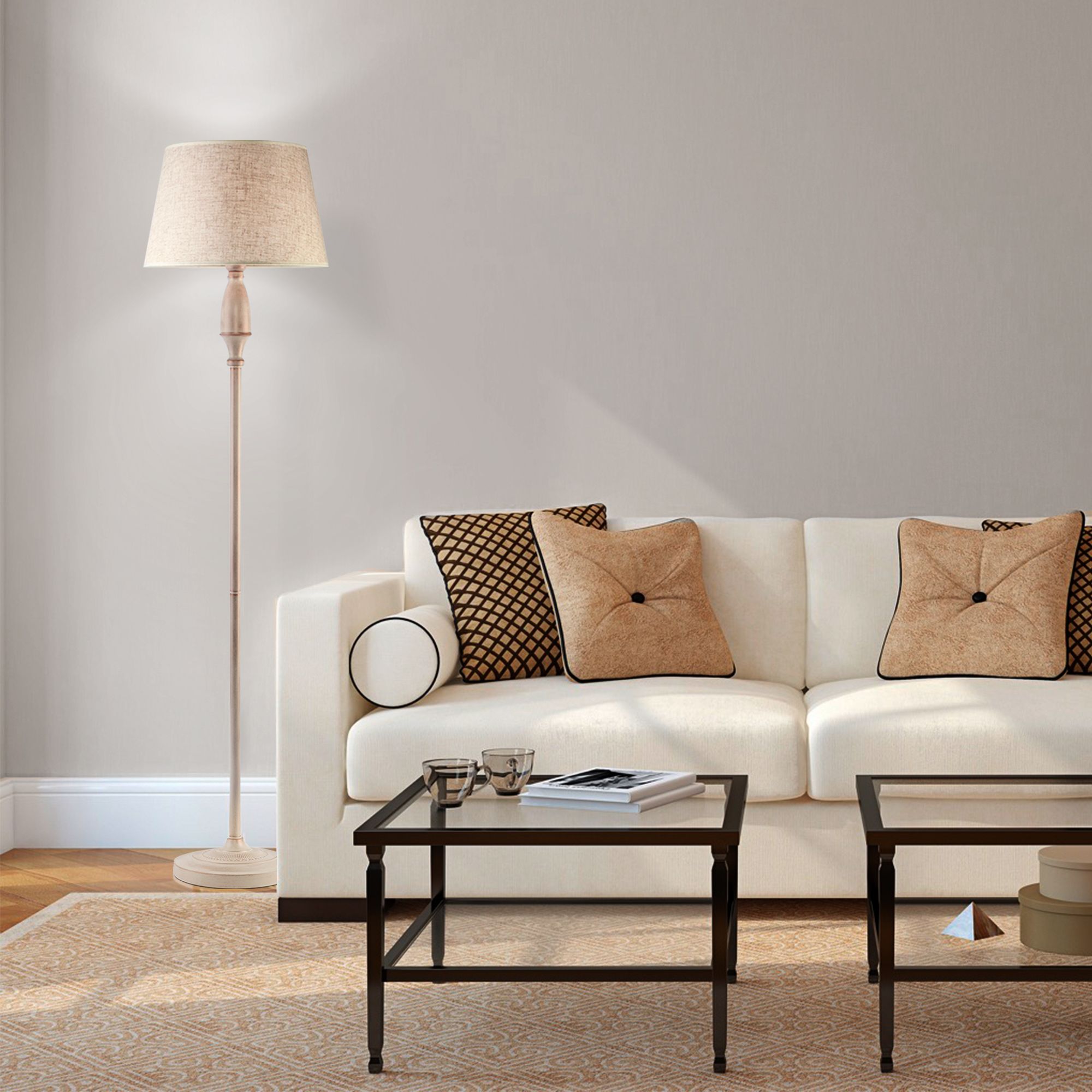 картинка Классический торшер с абажуром 01081/1 белый с золотом