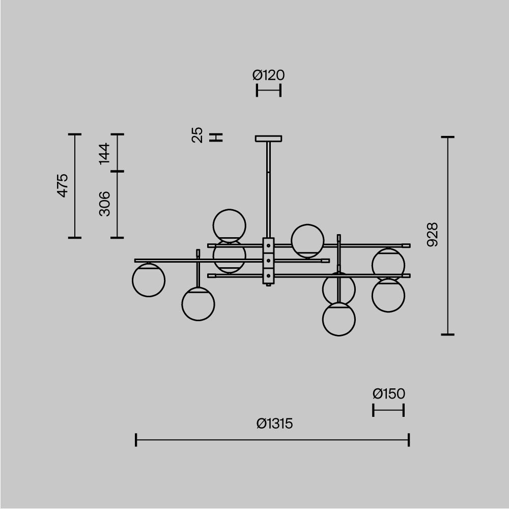 картинка Подвесной светильник Maytoni MOD048PL-09G