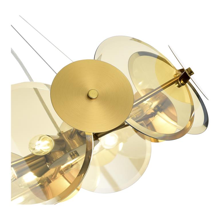 картинка SLE1652-303-06 Светильник подвесной Латунь/Коньячный E14 6*40W