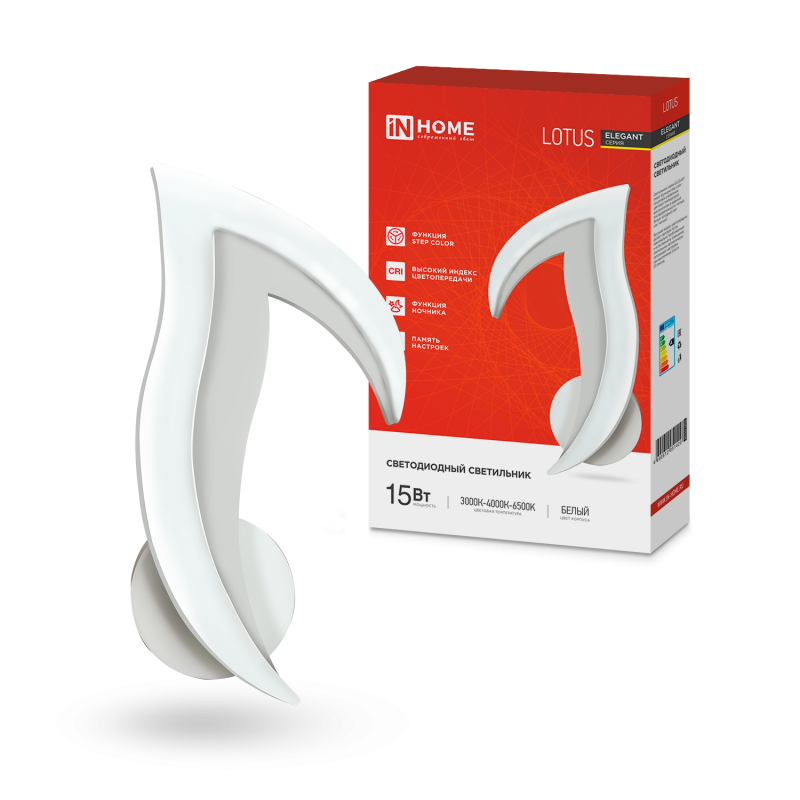 картинка Светильник светодиодный ELEGANT LOTUS 15Вт 230В 3000-6500K 1200Лм STEP COLOR белый IN HOME
