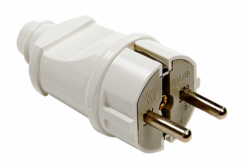 картинка Вилка прямая с заземлением 16А белая 4140 IN HOME