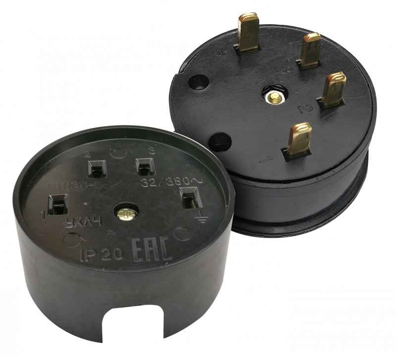 картинка Разъем печной РШ/ВШ карболитовый 25А 380В черный 9112 IN HOME