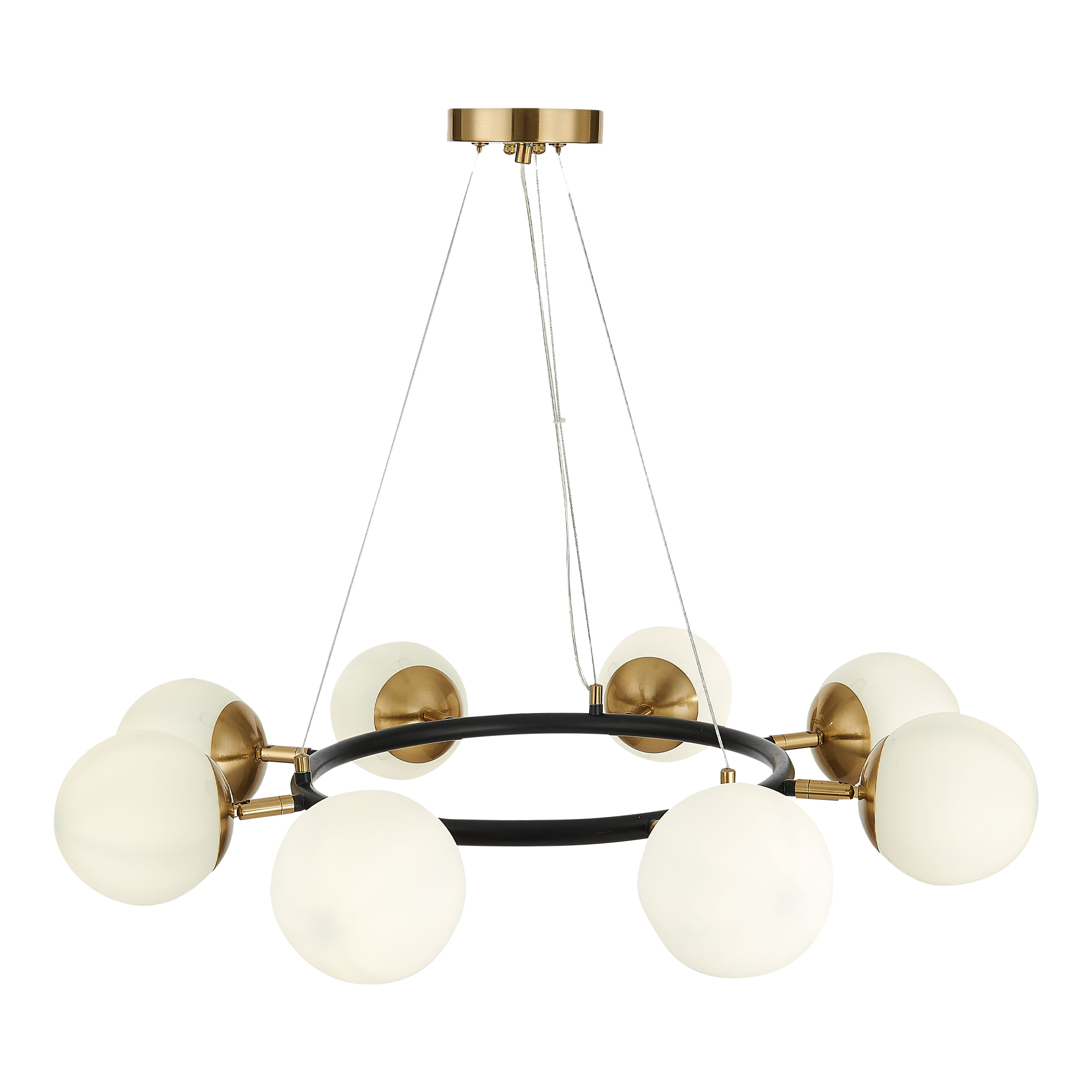 картинка SLE220403-08 Светильник подвесной Черный, Латунь/Белый E27 8*60W