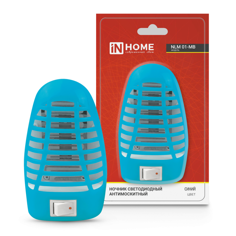 картинка Ночник светодиодный антимоскитный NLM 01-MB синий с выключателем 230В IN HOME