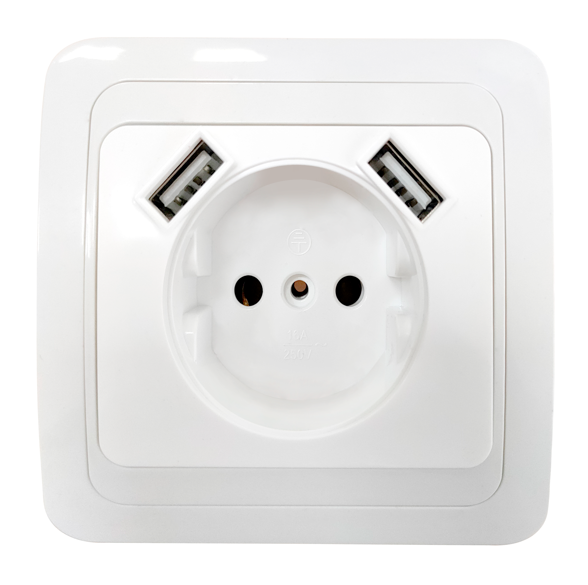 картинка Розетка одинарная CLASSICO с двумя USB белая 2147 IN HOME