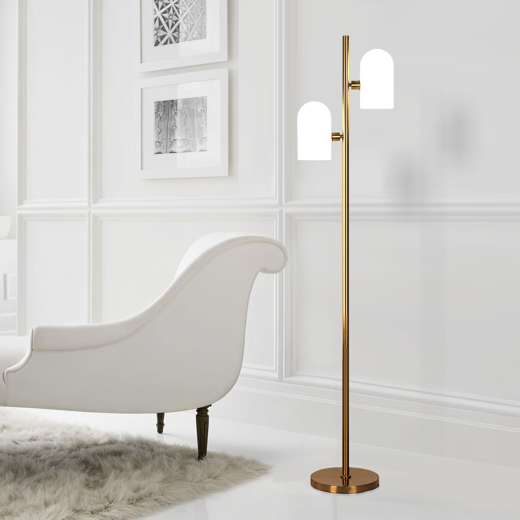 картинка Напольный светильник со стеклянным плафоном 01164/2 латунь