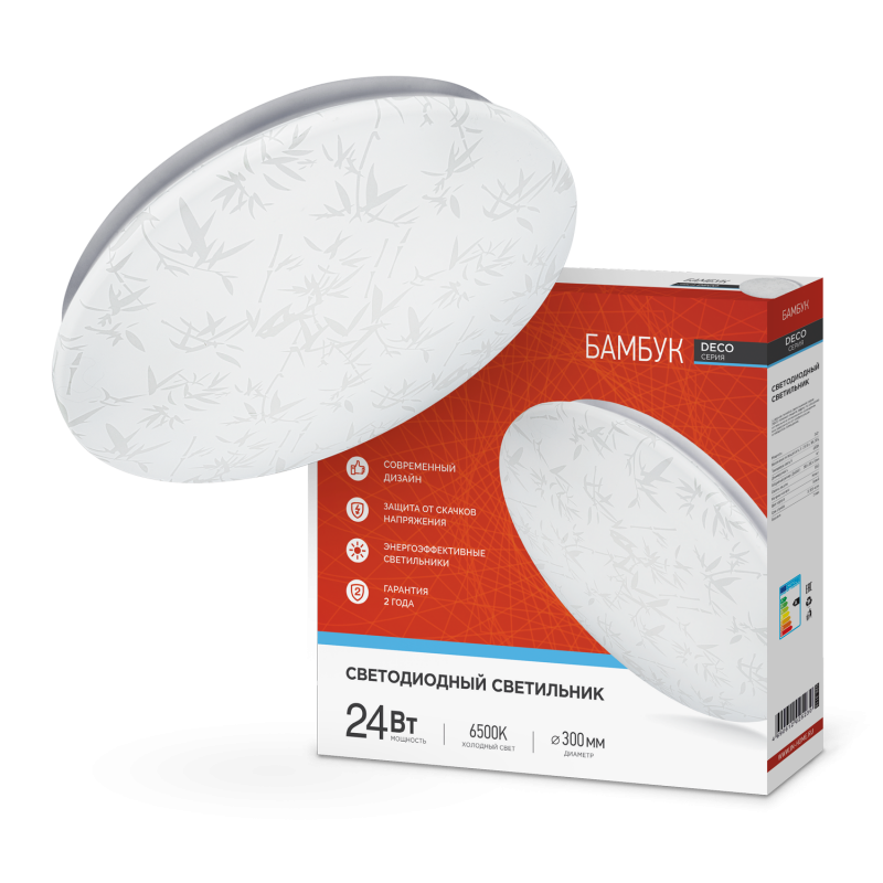картинка Светильник светодиодный серии DECO БАМБУК 24Вт 230В 6500К 2160Лм 330х55мм IN HOME