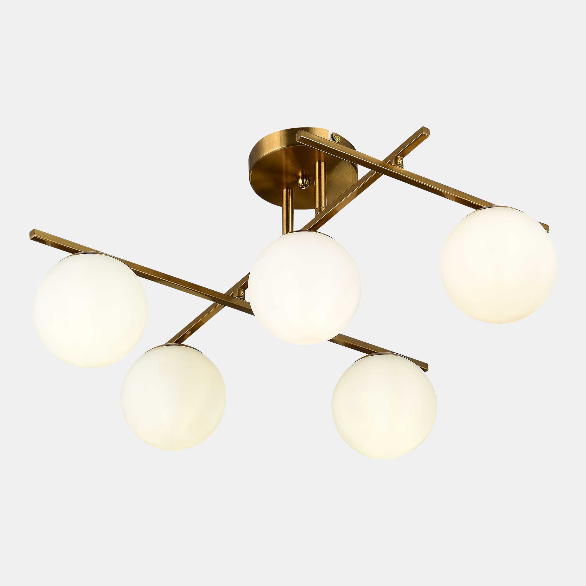 картинка SLE1195-302-05 Светильник потолочный Латунь/Белый E14 5*40W