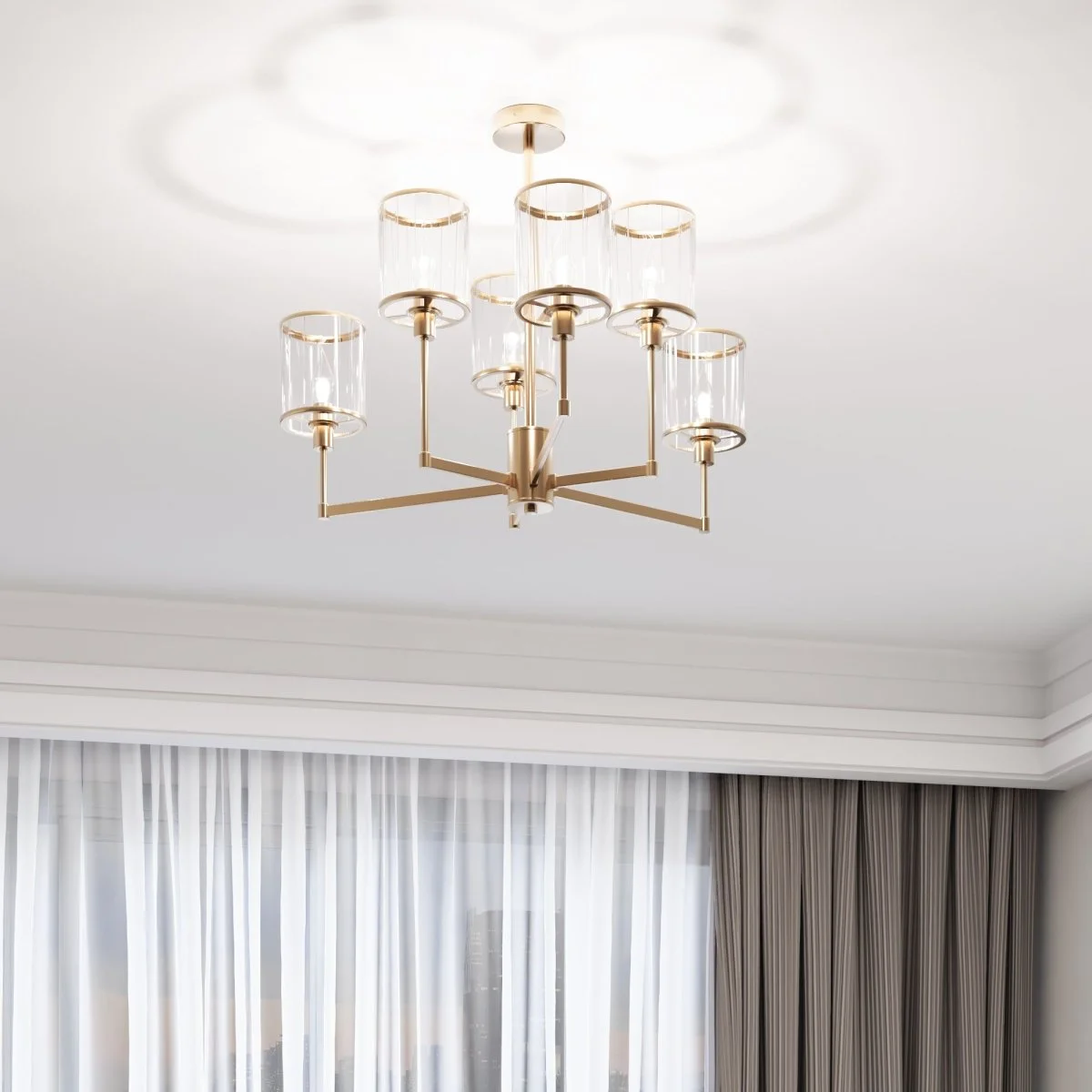 картинка Умная потолочная люстра 60144/6 золото