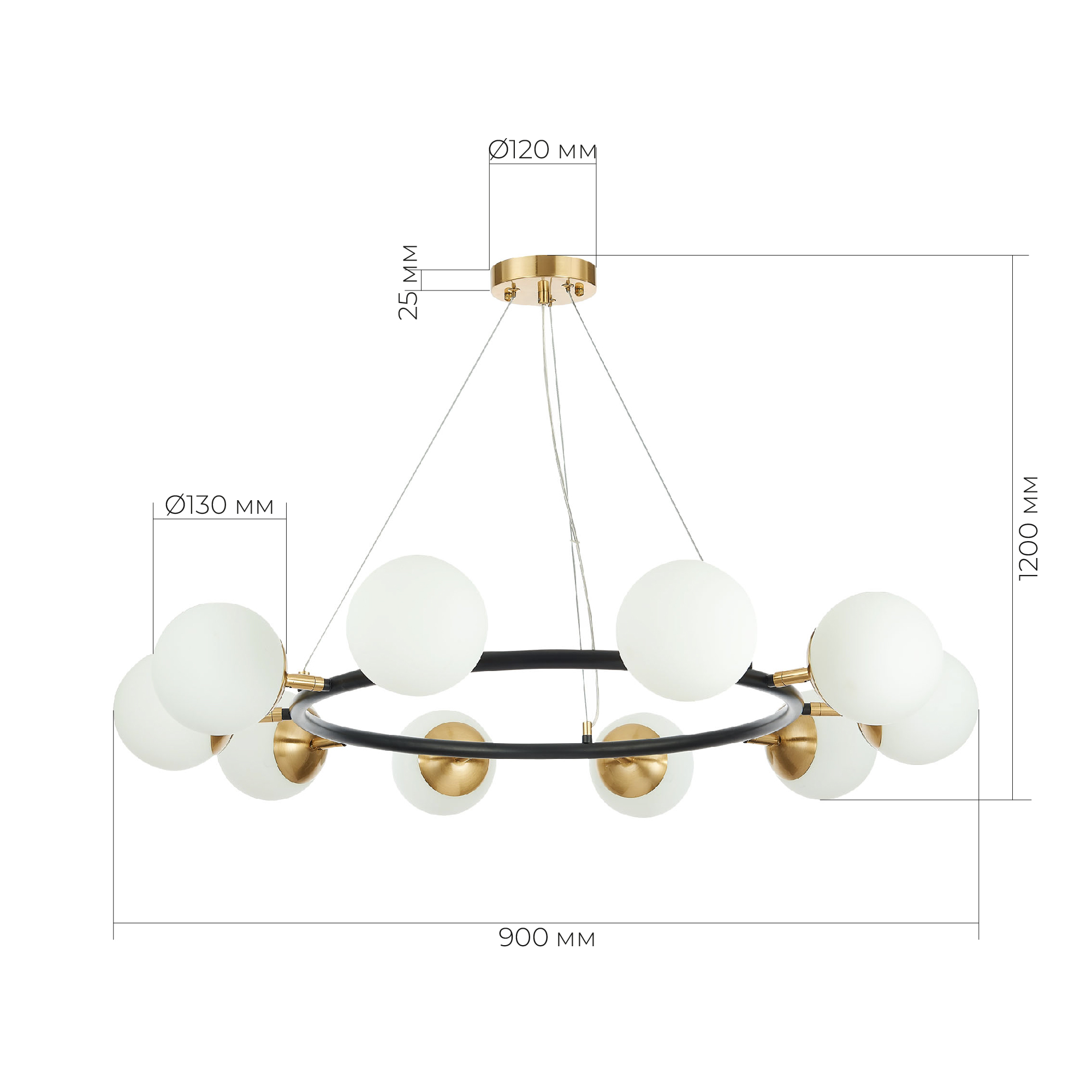 картинка SLE220403-10 Светильник подвесной Черный, Латунь/Белый E27 10*60W