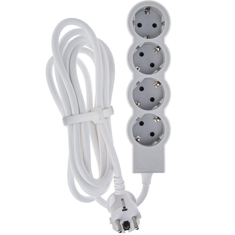 картинка Удлинитель 4х3м 16А IP20 Стандарт 4х2P+E бел./сер. Leg 694561