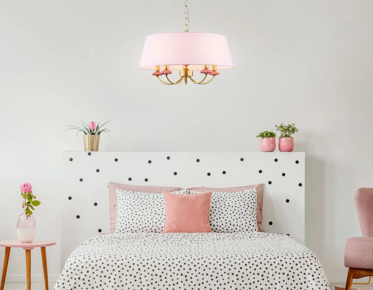 картинка Подвесная люстра с абажуром и декором из керамики LH75021