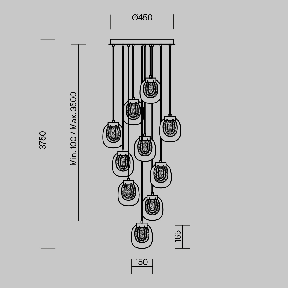 картинка Подвесной светильник Maytoni MOD367PL-L30BBSK
