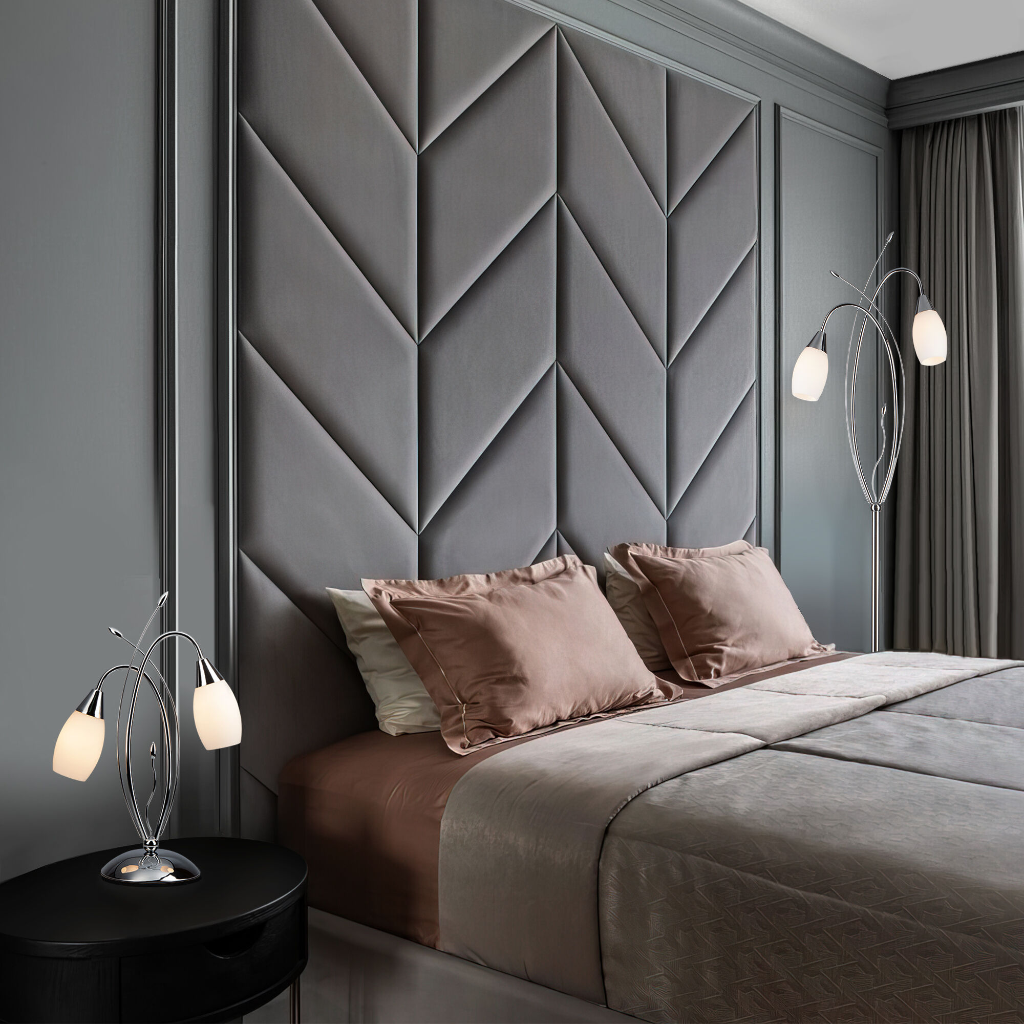 картинка Торшер со стеклянными плафонами 22080/2F хром