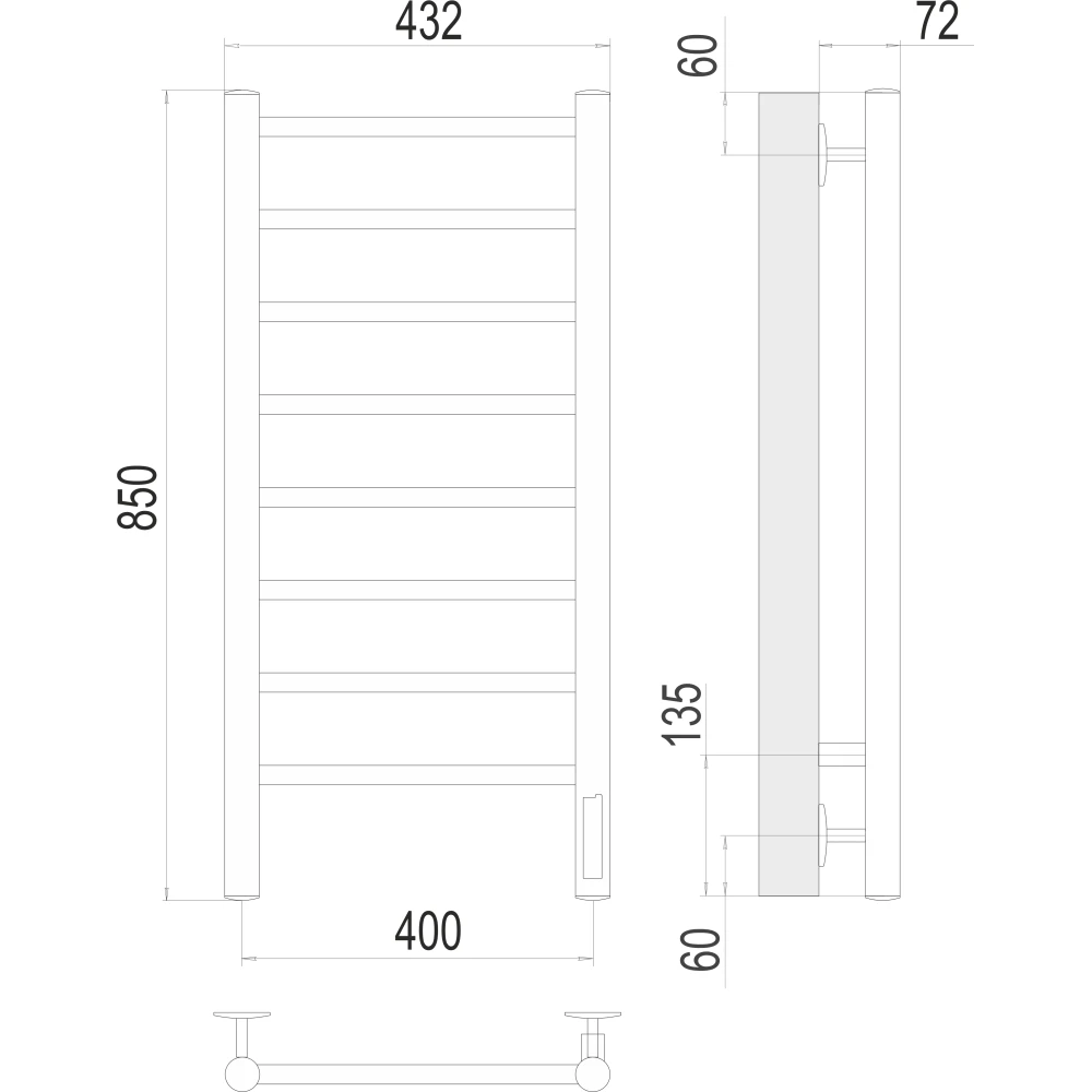 картинка Полотенцесушитель электрический TERMINUS   П8 400х850, арт.4670078531162
