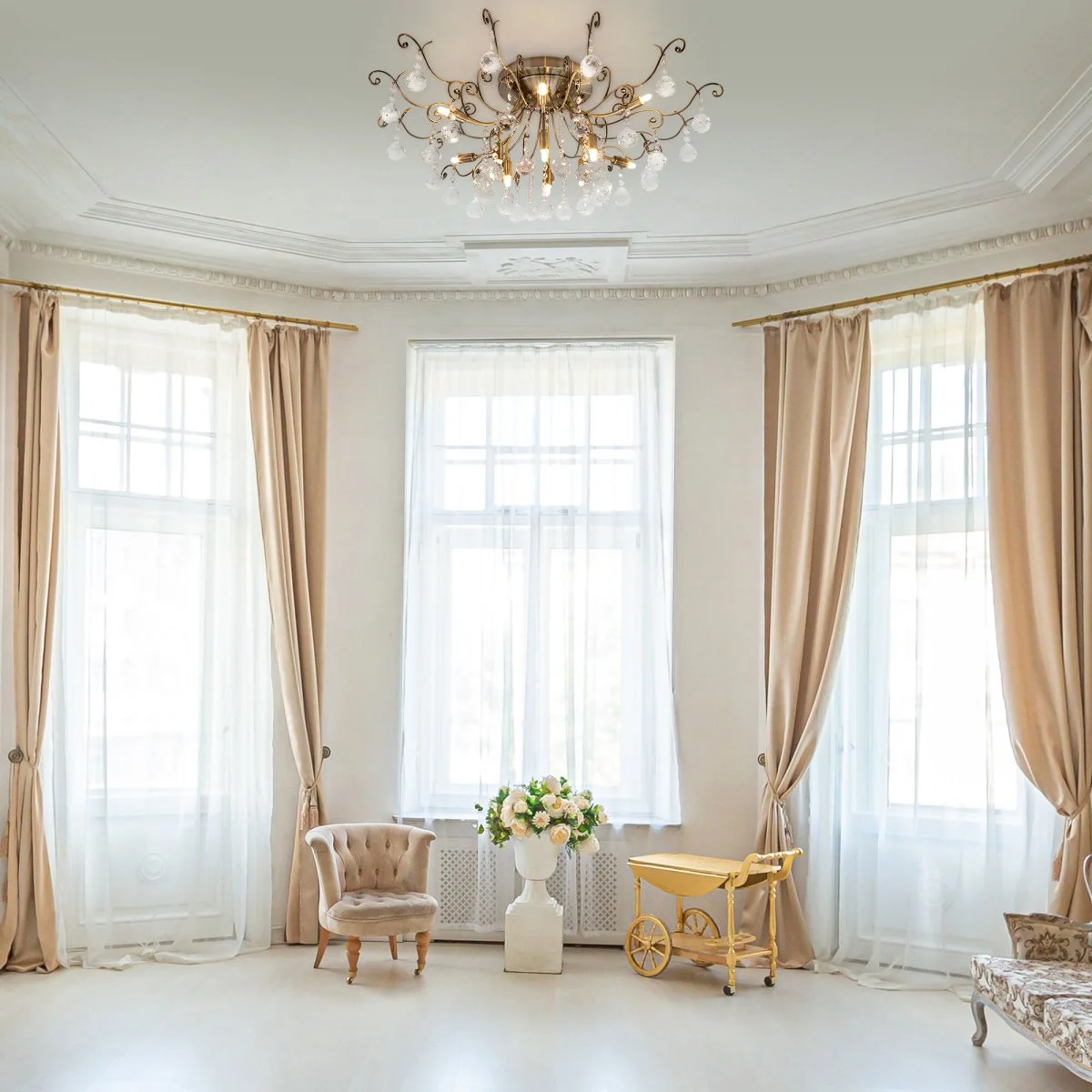 картинка Потолочная люстра с хрусталем 10042/12 античная бронза