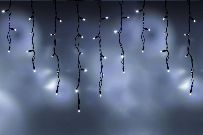 картинка Светодиодная бахрома 3х0.6м, флэш, черный провод, белая