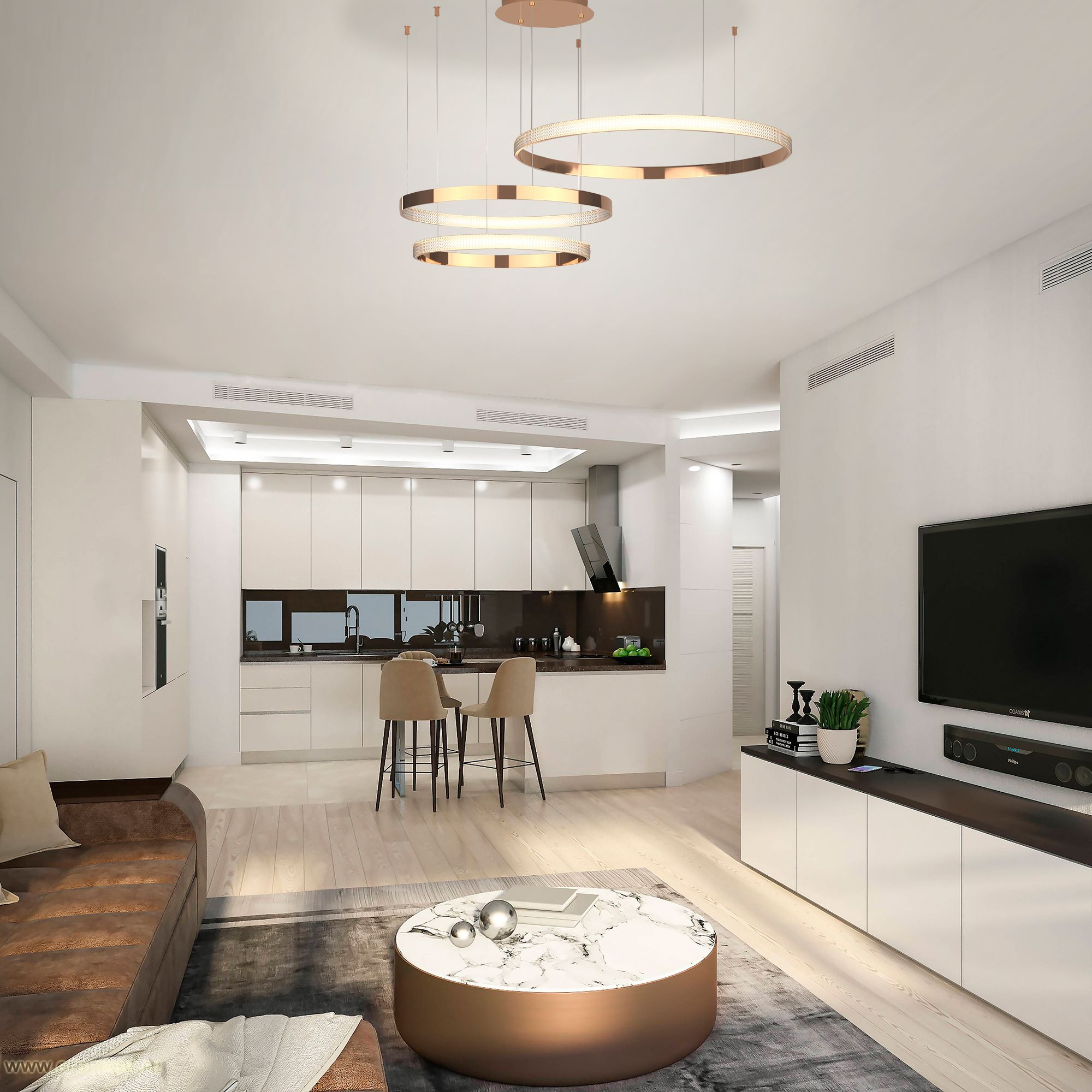 картинка Подвесной светодиодный светильник с пультом управления 90175/3 медный