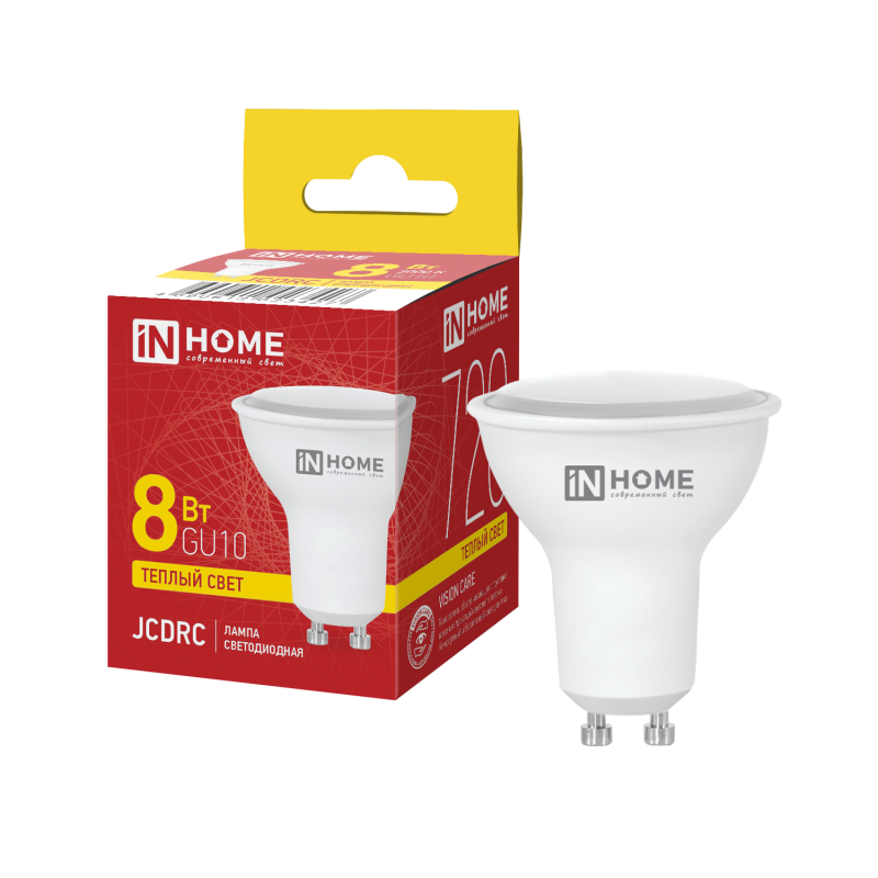 картинка Лампа светодиодная LED-JCDRC-VC 8Вт 230В GU10 3000К 720Лм IN HOME