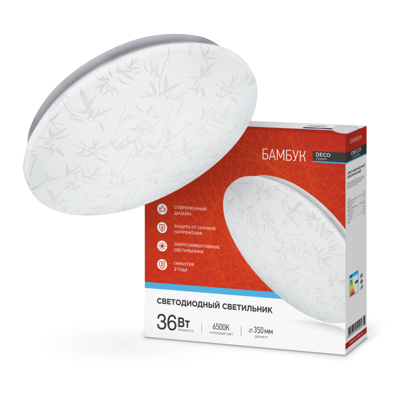 картинка Светильник светодиодный серии DECO БАМБУК 36Вт 230В 6500К 3240Лм 370х55мм IN HOME