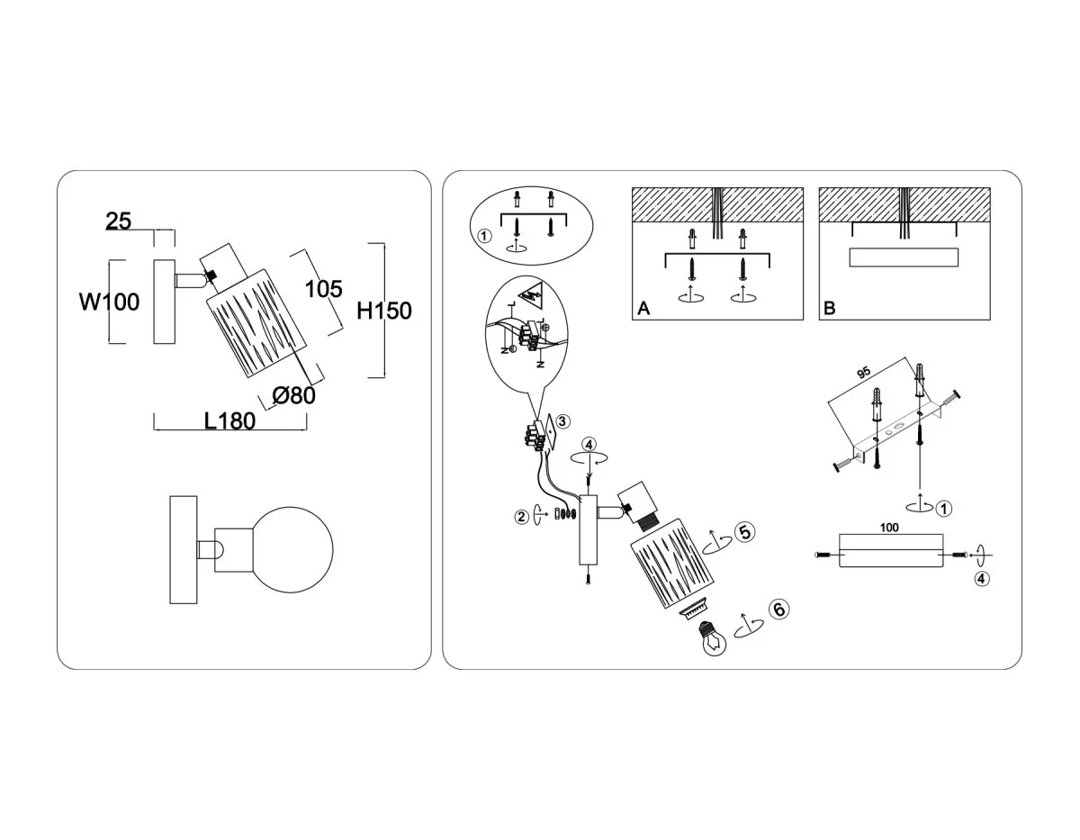 картинка Настенно-потолочный спот в стиле лофт TR8663