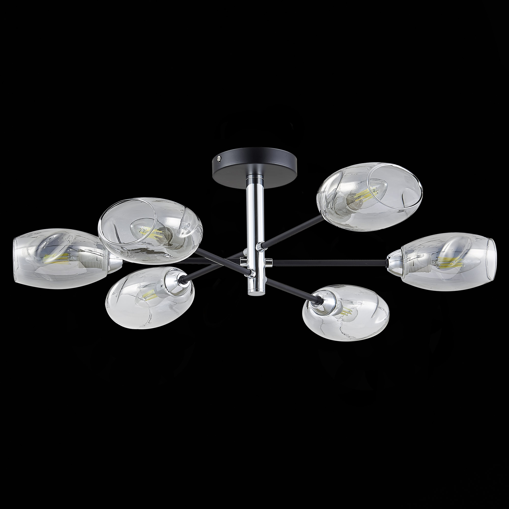 картинка SLE155512-06 Светильник потолочный Черный, Хром/Дымчатый E14 6*40W