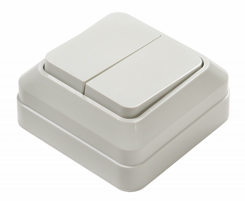 картинка Выключатель двухклавишный BOLLETO белый накладной 7023 IN HOME