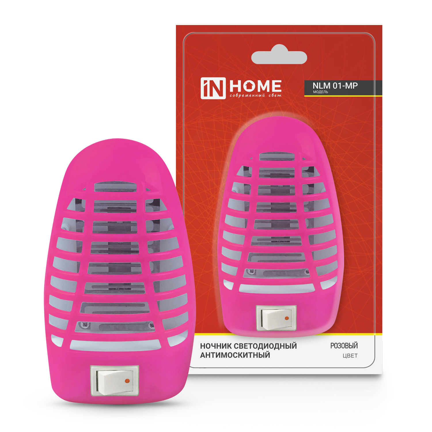 картинка Ночник светодиодный антимоскитный NLM 01-MP розовый с выключателем 230В IN HOME
