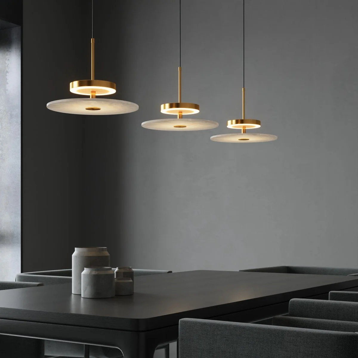 картинка Светодиодный подвесной светильник с мраморным рассеивателем 40342 LED латунь